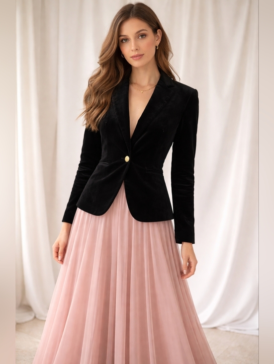 Adrienne Vittadini Jackets & Blazers - Adrienne Vittadini Black Velvet Single-Button Blazer Size S